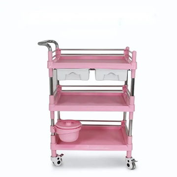NEWOUYA Brand Beauty Equipment 2 Shelves Plastic &amp; Stainless Steel Instrument Trolley for Beauty Salon