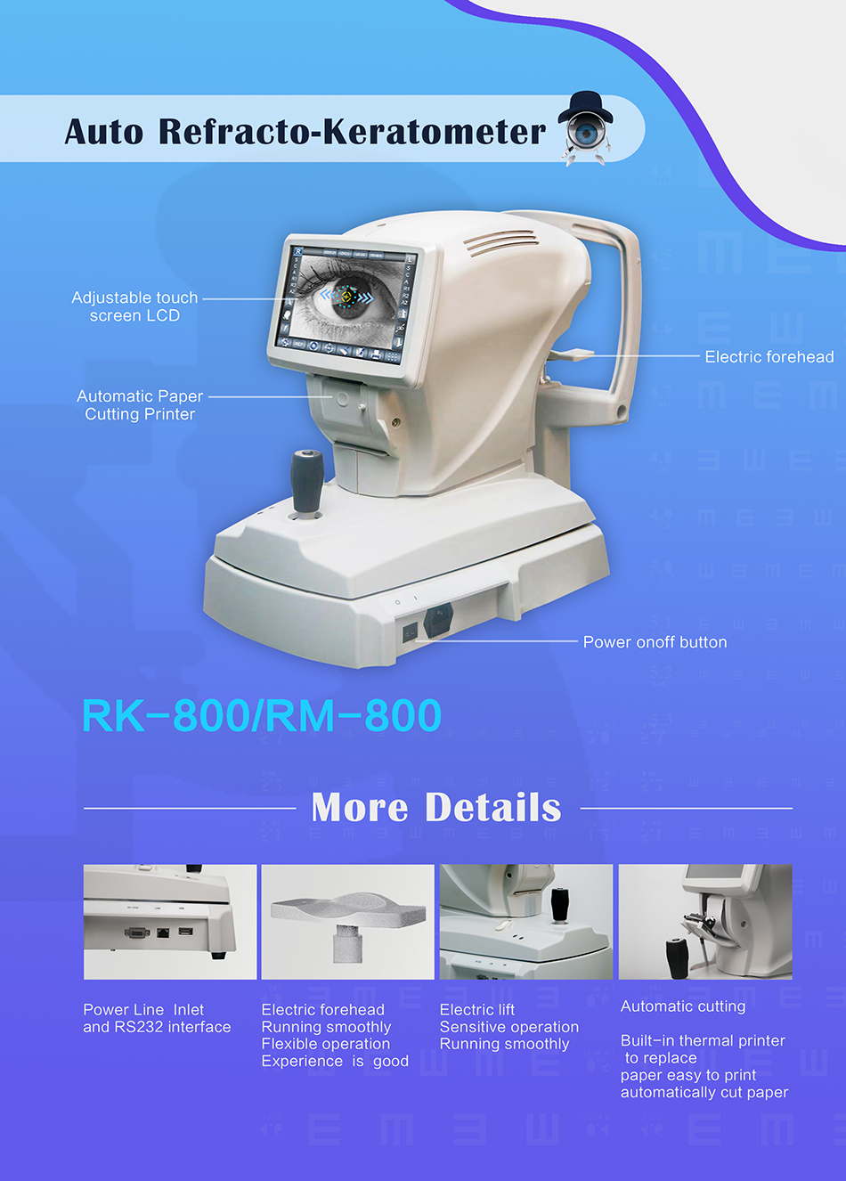 2023 New Product 9 Inch Auto Refractometer RK-800 Auto Refractometer With Keratometer