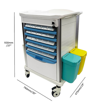 Double Side Tray Medical Cart Hospital Clinic Trolley Cart Medical Nursing Home Cart Medical With Lockable Drawers