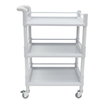 Multifunction Carrying Cart Stain Resistant Plastic Cart 3 Tier Shelf Cart With Guard Rails For Hospital And Laboratory