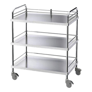 Professional Steel Utility Cart Medical Ss Trolley Versatile Steel Trolley For Kitchen With Handle And Wheels