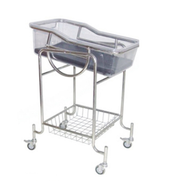 BC-534 High quality stainless steel mobile medical infants beds in hospital baby trolley cart new-born infant medical baby cot
