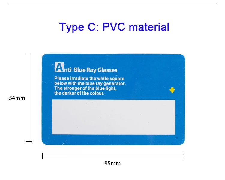 10pcs Anti Blue Ray Glasses Test Card Bluelight Protect Testing Tool Paper Or PVC For Options
