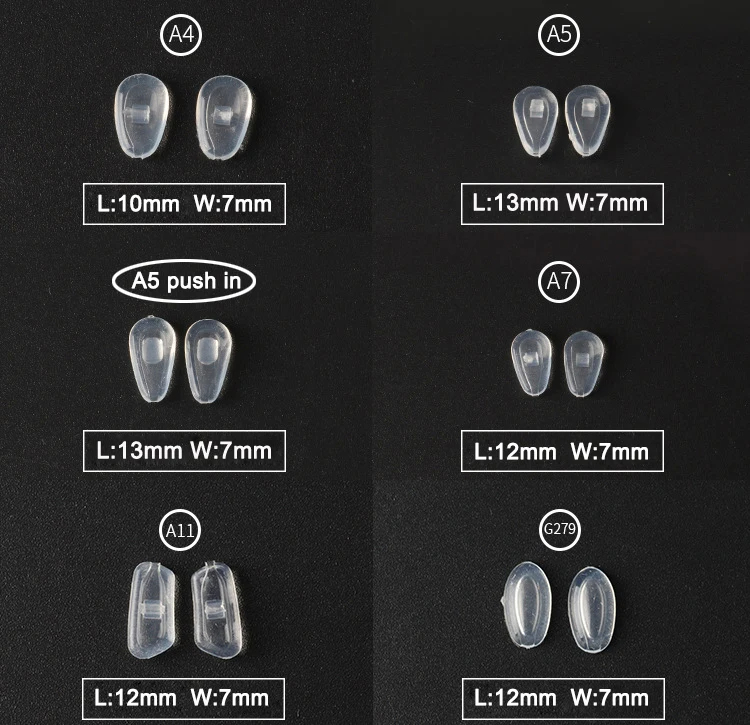 500pcs Free Shipping Air Chamber Eyeglasses Silicone Nose Pads Light Soft Screw Push In