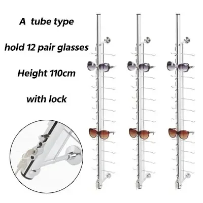 Hold 9/12/14/18/20 Pair Glasses Aluminium Alloy Optical Frames Safety Display Wall Mounted Stand Rack with Lock Sunglasses