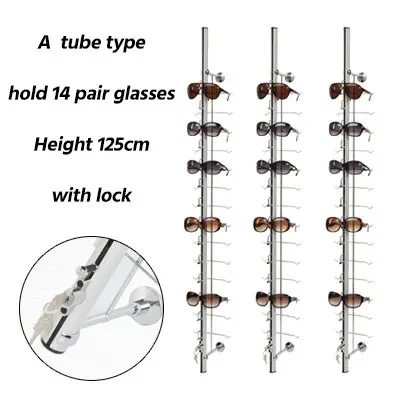 Hold 9/12/14/18/20 Pair Glasses Aluminium Alloy Optical Frames Safety Display Wall Mounted Stand Rack with Lock Sunglasses