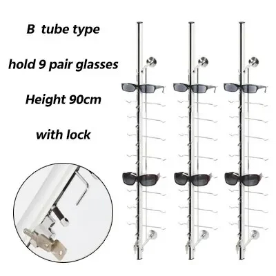 Hold 9/12/14/18/20 Pair Glasses Aluminium Alloy Optical Frames Safety Display Wall Mounted Stand Rack with Lock Sunglasses