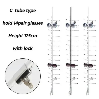 Hold 9/12/14/18/20 Pair Glasses Aluminium Alloy Optical Frames Safety Display Wall Mounted Stand Rack with Lock Sunglasses