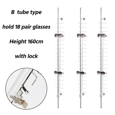 Hold 9/12/14/18/20 Pair Glasses Aluminium Alloy Optical Frames Safety Display Wall Mounted Stand Rack with Lock Sunglasses