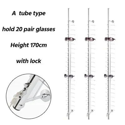 Hold 9/12/14/18/20 Pair Glasses Aluminium Alloy Optical Frames Safety Display Wall Mounted Stand Rack with Lock Sunglasses
