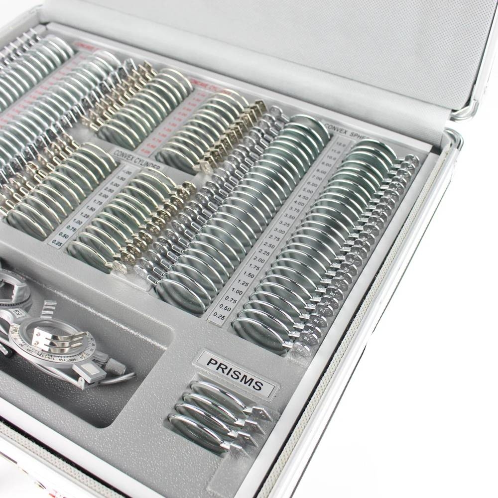 158 Trial Lens Set Aluminum Carry Case Shinny Metal Rim Free Trial Frame