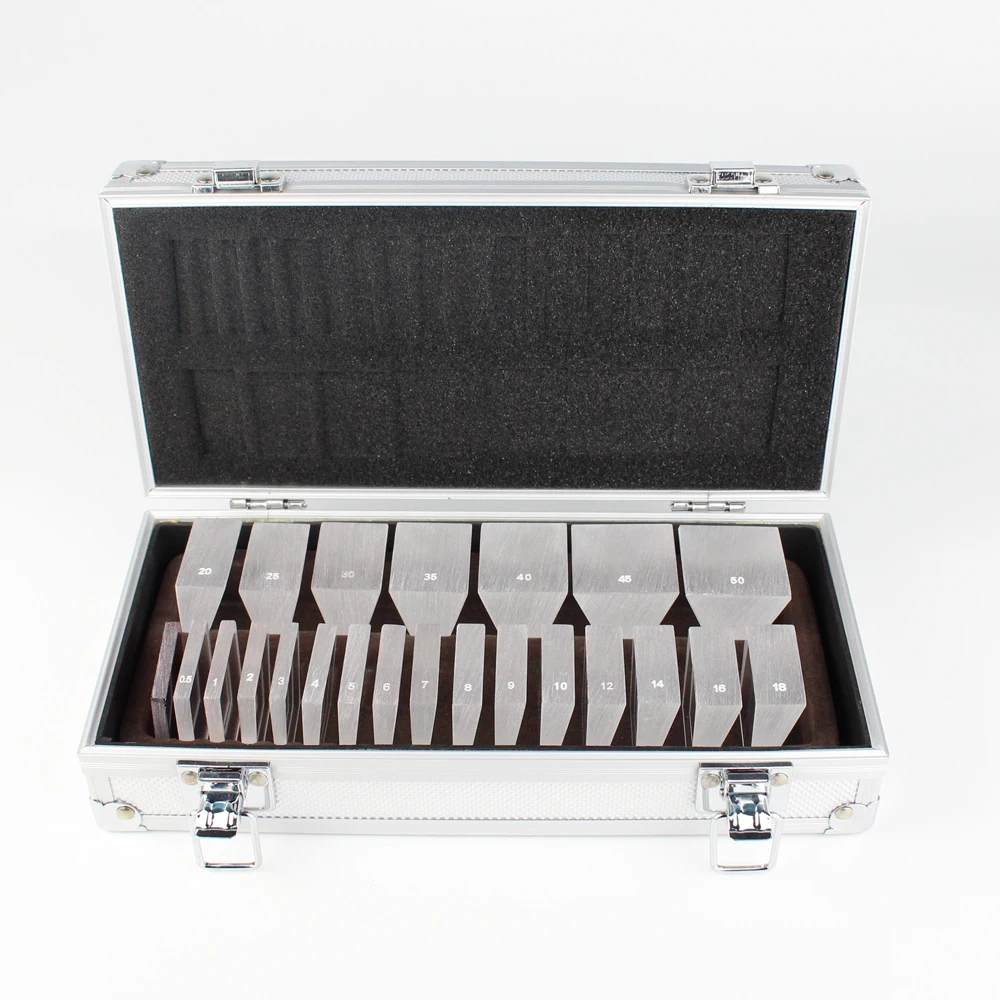 22PCS Ophthalmic Prism Set Optical Loose Prism Aluminum Box