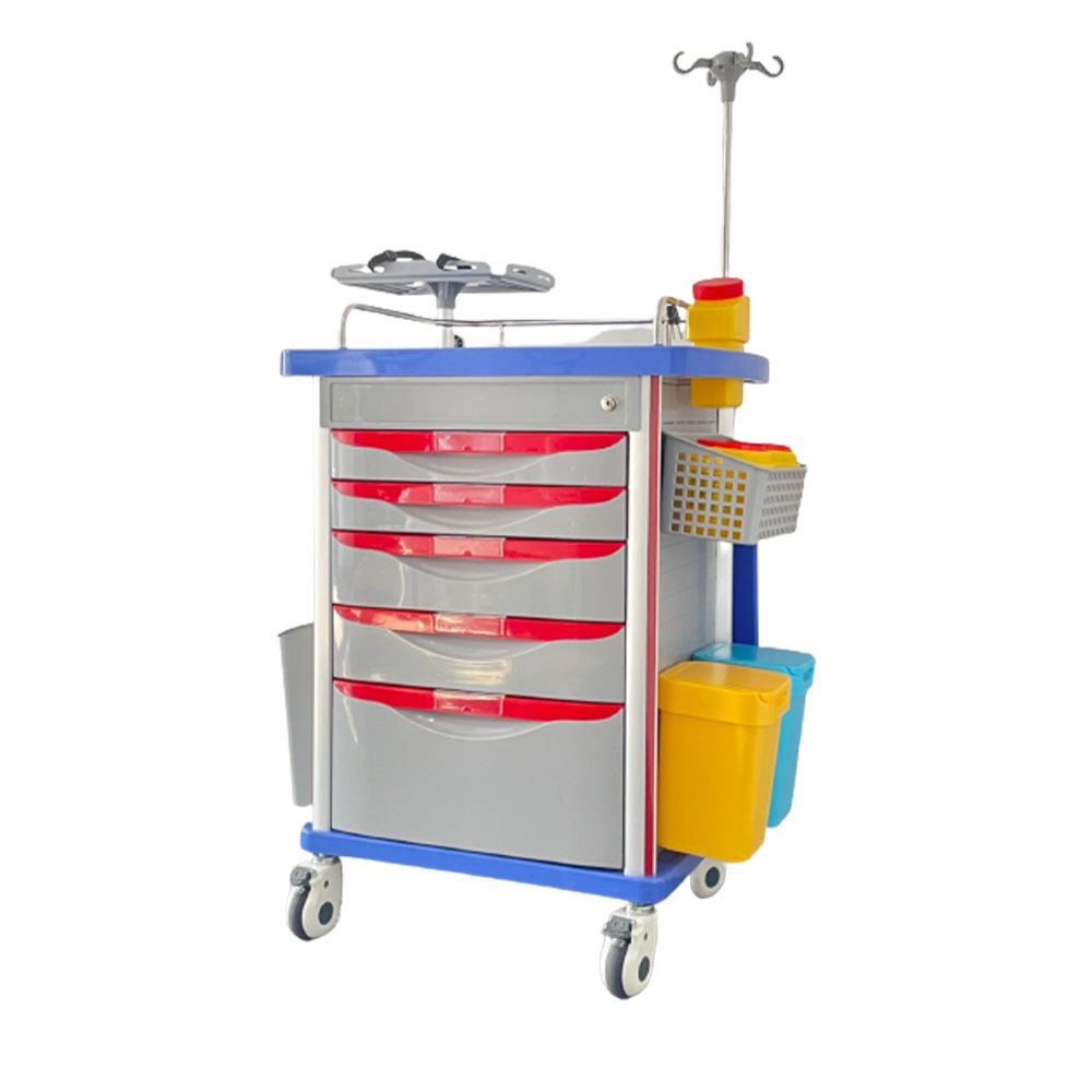 Hospital Emergency Crash Carts Trolley with Cardiac Board AG-ET001A1-850mm