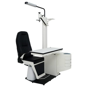 Ophthalmic unit table and chair motorized combined table