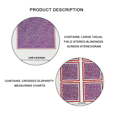 Random-dot Stereograms Comprehensive Visual Test Chart Book Color Blindness Astigmatism Amsler Test Chart with Eyeglasses RDS