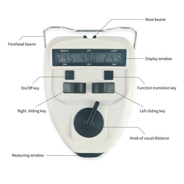 Optical Instrument PD Meter Pupilo Digital Pupilometer LED Target Lamp Inside Distance Meter 0.1mm Accuracy PD-32AT