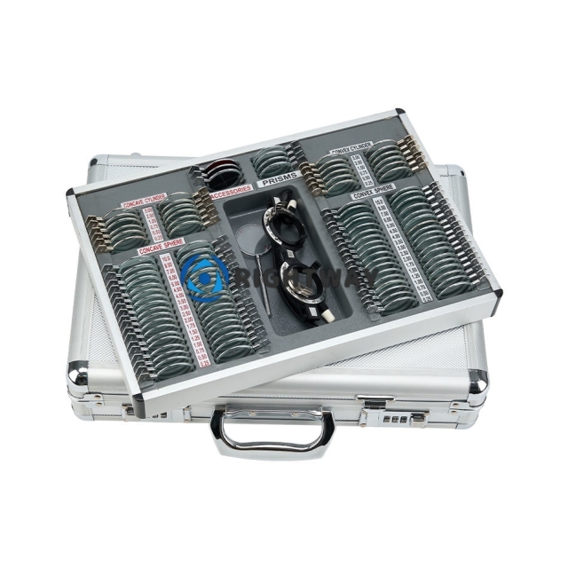 Hot Selling Ophthalmic Equipment Trial Lens Set JS-104B Pieces Plastic Ring Aluminum Case Glasses Insert Lens Case