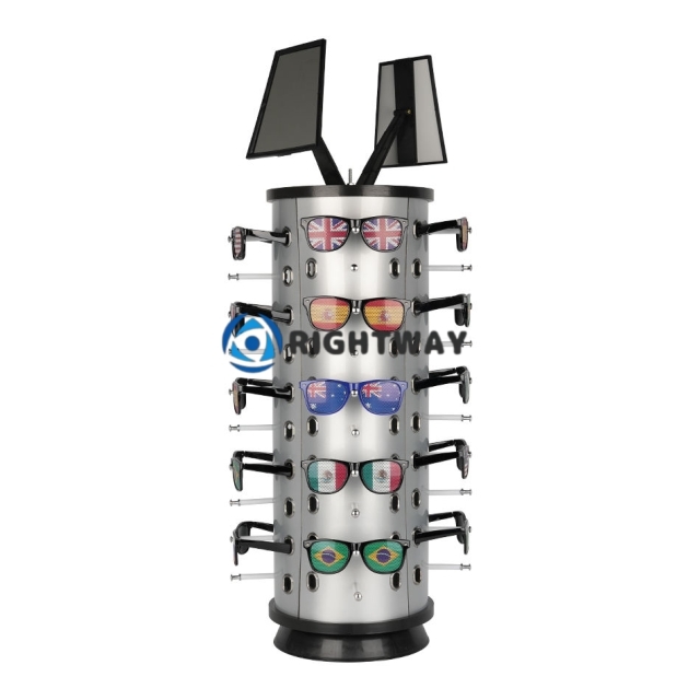 Wholesale Rotatable High Quality Square Sunglasses Display Rack Stand BY7024 with Mirror Eyewear Showing Stand for Sale