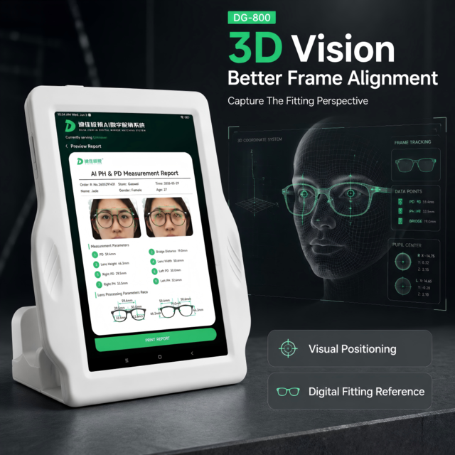 New AI Powered Digital Spectacle Lens Positioning Device 3D Face Screen DG800 Pro for Optical Shops