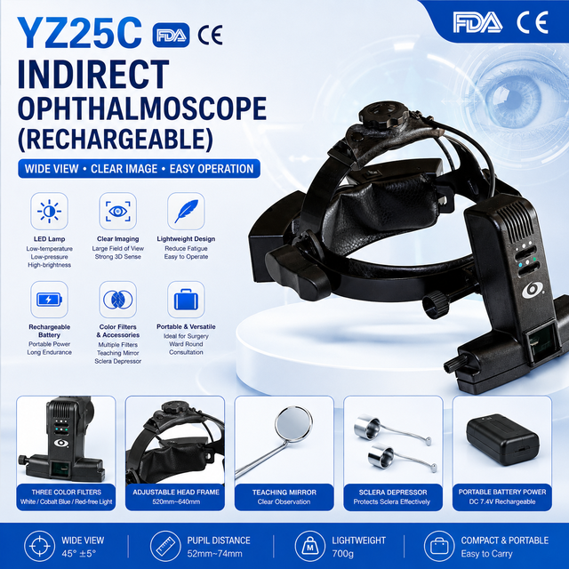 Professional Rechargeable Indirect Ophthalmoscope LED Binocular Ophthalmic Examination Instrument YZ-25C