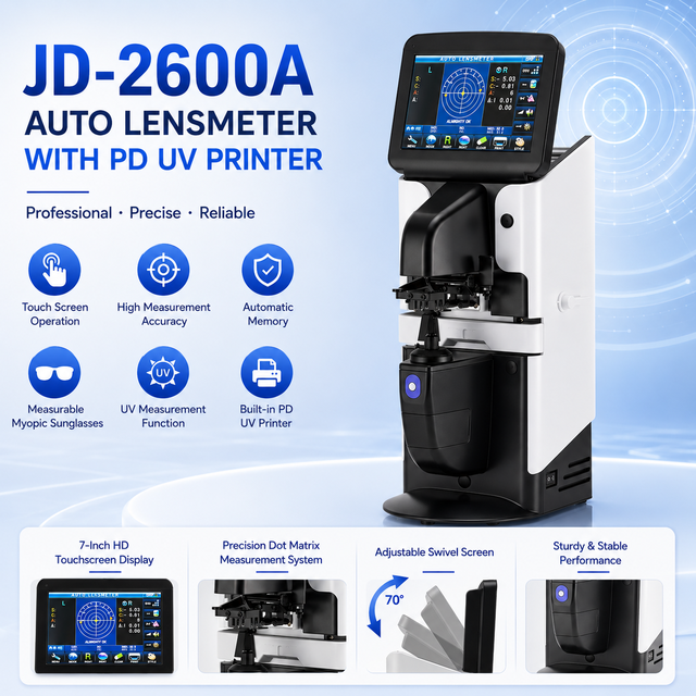 JD-2600A Auto Lensmeter with PD UV Printer 7 Inch Touch Screen Optical Lensmeter Automatic Lens Measurement
