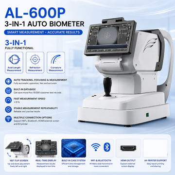 AL-600P 3-in-1 Auto Biometer Autorefractor Keratometer Ophthalmic Eye Analyzer with Auto Tracking Focusing Measurement