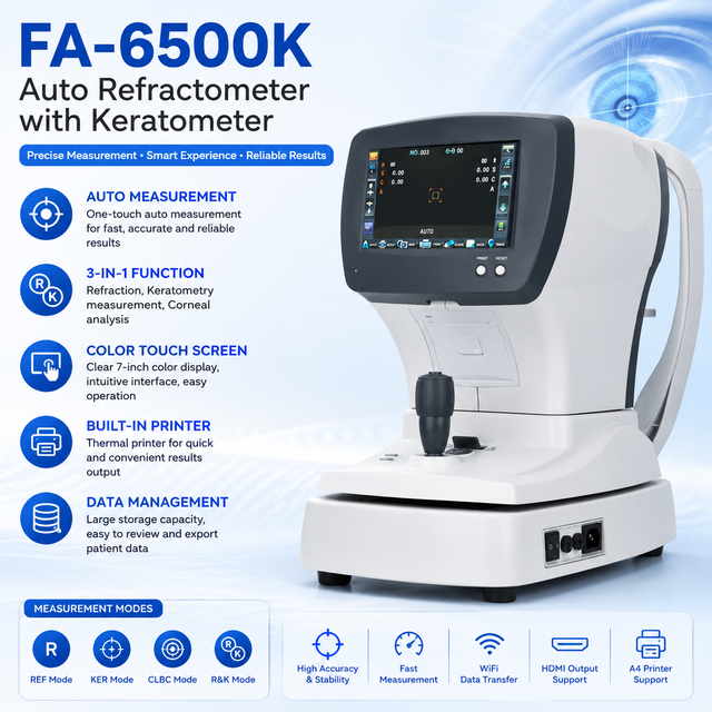 FA-6500K Auto Refractometer with Keratometer Ophthalmic Eye Optical Measurement Equipment
