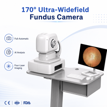 170° Ultra Wide Field Fundus Imaging System Retinal Camera with Four Laser Sources and Automatic Eye Positioning