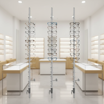 Easy Wall Mounted Aluminum Alloy Optical Frame Displays Eyeglass Display Rod Stand for Optical Shops